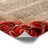 ビンテージ 赤いバラ ゴールド ブラック ロイヤル パーチメント紙 ポスター (角)