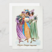 ビンテージ 陽気なクリスマスの女性 シーズンカード (正面/裏面)