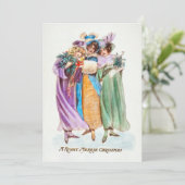 ビンテージ 陽気なクリスマスの女性 シーズンカード (スタンド正面)