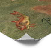 ビンテージ 青いサメが魚を食べる 海洋生物 ポスター (角)