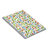 ビンテージ 鳥の模様、カラフルなインコの模様 ノートブック (右側)