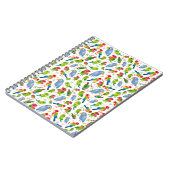 ビンテージ 鳥の模様、カラフルなインコの模様 ノートブック (左側)