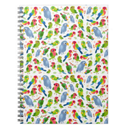 ビンテージ 鳥の模様、カラフルなインコの模様 ノートブック