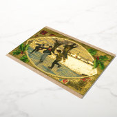 ビンテージ 1909年少年アイススケート ゴールド 箔シーズンカード (回転した状態)