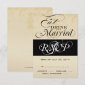 ビンテージ Eat Drink and Be Married 返信用カード 出欠カード (正面/裏面)