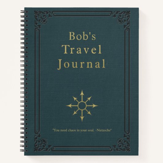 ビンテーパーソナライズされたジ・トラベル・ジャーナル ノートブック (正面)
