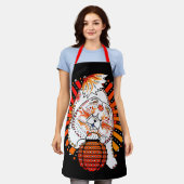 ビンディMIタンチョウオールオーバープリントエプロン エプロン (着用した状態)