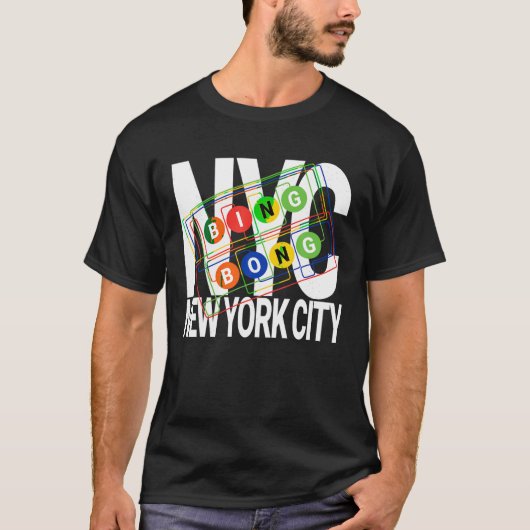ビンポンNYC地下鉄おもしろいサウンドメンズウーマンボーイズGi Tシャツ (正面)