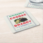 ビンンガーのコニャック・ブランデーのヴィンテージ広告。 スクエアペーパーコースター (アングル)