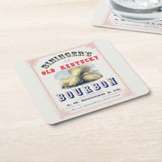 ビンンガーの旧ケンタッキー・バーボン1849予約。 スクエアペーパーコースター (アングル)