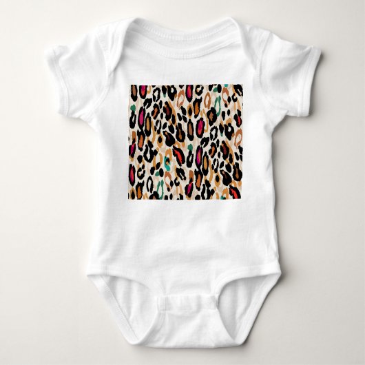 ビヴィッドヒョウアニマルプリント ベビーボディスーツ (正面)