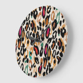 ビヴィッドヒョウアニマルプリント ラージ壁時計 (傾斜)