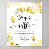 ビーおむつラッフル赤ちゃんシャワーサイン ポスター (正面)