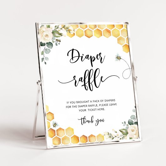 ビーおむつラッフル赤ちゃんシャワーサイン ポスター