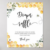 ビーおむつラッフル赤ちゃんシャワーサイン ポスター (正面)