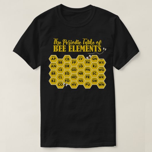 ビーおもしろいキーパー周期表Bee Elements Ap Tシャツ (デザイン正面)