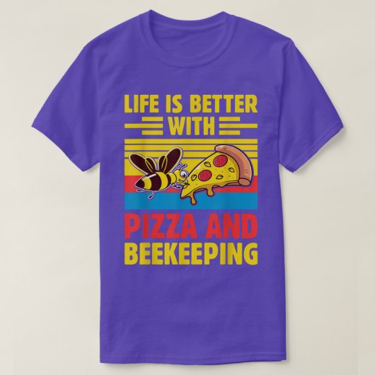 ビーおもしろいキーパー – Pizza Lover Honey Beekeing Lov Tシャツ (デザイン正面)