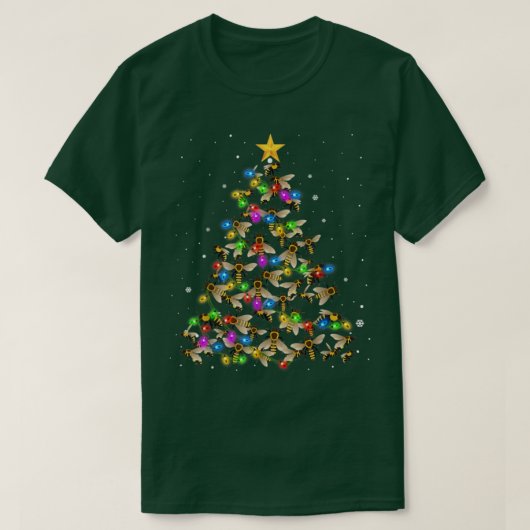 ビーおもしろいクリスマスツリービークリスマス恋人 Tシャツ (デザイン正面)