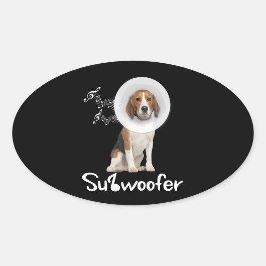 ビーおもしろいグル犬ラバーサブウーファーギフト 楕円形シール (正面)