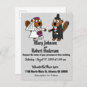 ビーおもしろいバーブライトアンドグルーマー結婚式招待状 インビテーションポストカード (正面/裏面)