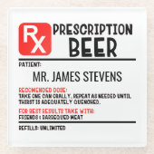 ビーおもしろいル処方パーソナライズされた名 ガラスコースター (正面)