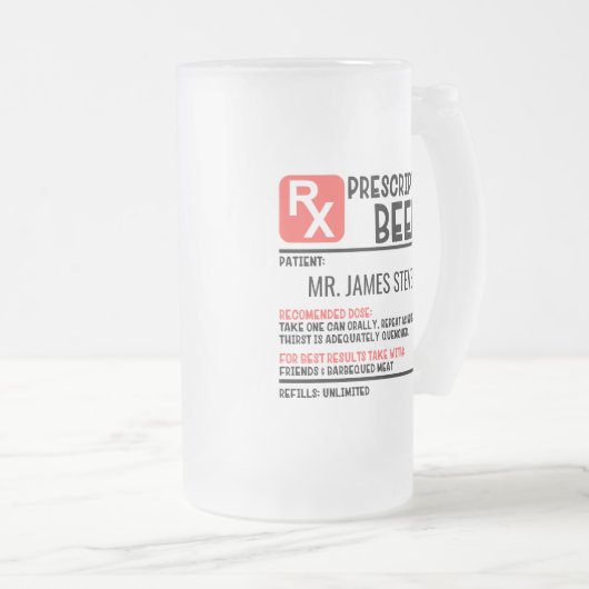 ビーおもしろいル処方パーソナライズされた名 フロストグラスビールジョッキ (正面右)