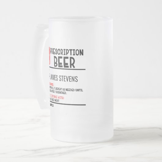 ビーおもしろいル処方パーソナライズされた名 フロストグラスビールジョッキ (正面左)