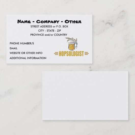 ビーおもしろいル好きのユーモアのあるホプソジスト 名刺 (正面/裏面)