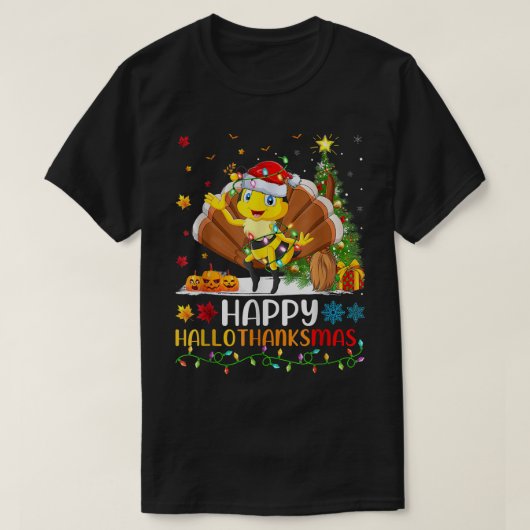 ビーおもしろい恋人ハッピービーHelloThanksMas Tシャツ (デザイン正面)