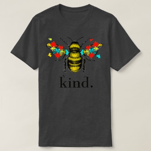 ビーおもしろい親切なパズルピース自閉症意識1 Tシャツ (デザイン正面)
