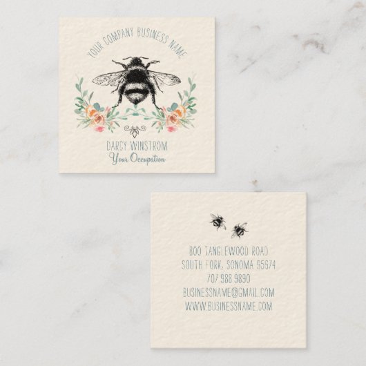 ビーかわいらしフローラ名刺 スクエア名刺 (正面/裏面)