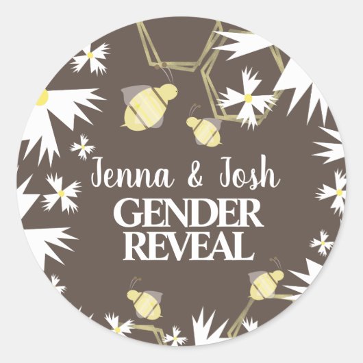 ビーかわいらしフローラ植物黄白色デイジー ラウンドシール (正面)