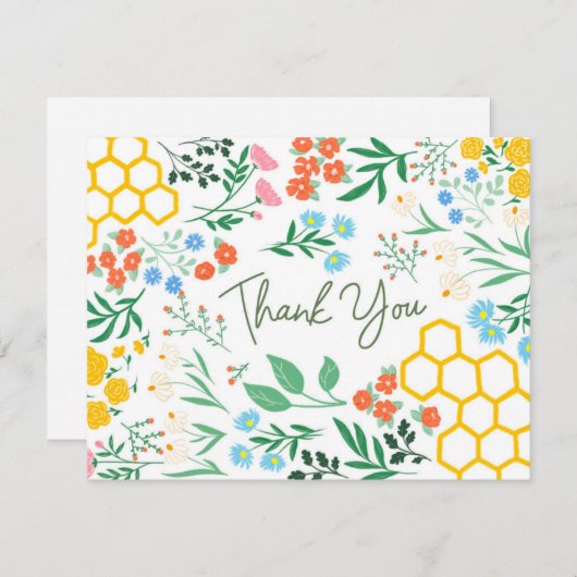ビーとワイルドフラワーのサンキューカード (正面/裏面)