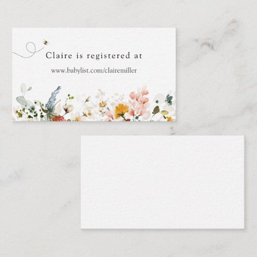 ビーとヴィンテージフローラ赤ちゃんシャワー登録 エンクロージャーカード (正面/裏面)