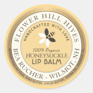 ビーと花のロゴビーズワックスリップバールラベル ラウンドシール