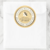 ビーと花のロゴビーズワックスリップバールラベル ラウンドシール (バッグ)