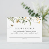 ビーと黄色のワイルドフラワーおむつラッフルエンクロージャー 招待状 (スタンド正面)