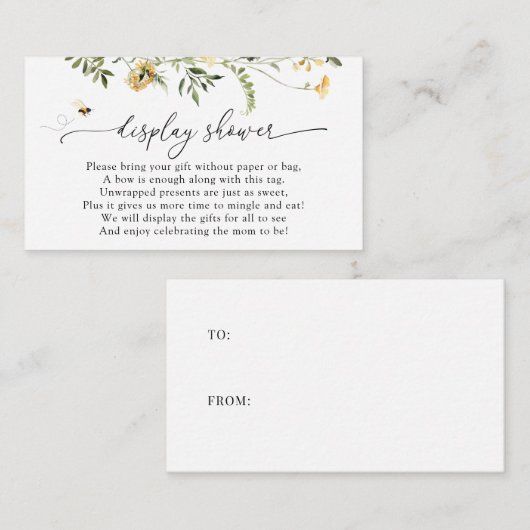 ビーと黄色の野花表示シャワーエンクロージャ エンクロージャーカード (正面/裏面)