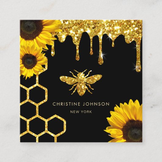 ビーのロゴとヒマワリ スクエア名刺 (正面)