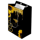 ビーのロゴとヒマワリ ミディアムペーパーバッグ (正面アングル)