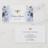 ビーのロゴとブルーのフローラ装飾 名刺 (正面/裏面)