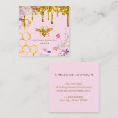 ビーのロゴとワイルドフラワーピンク スクエア名刺 (正面/裏面)