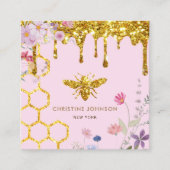 ビーのロゴとワイルドフラワーピンク スクエア名刺 (正面)