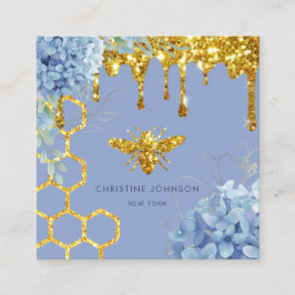 ビーのロゴと青あじさいスクエア名刺 スクエア名刺