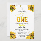 ビーの日、最初の誕生日のビーテーマ、だから甘い 招待状 (正面)