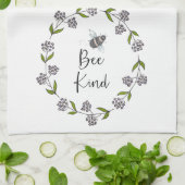 ビーの種類のリース紫色の花 キッチンタオル (折り畳み)