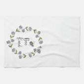 ビーの種類のリース紫色の花 キッチンタオル (横)