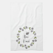 ビーの種類のリース紫色の花 キッチンタオル (縦)