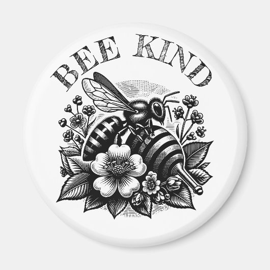 ビーの親切 | 'ヴィンテージと花の引用文 マグネット (正面)