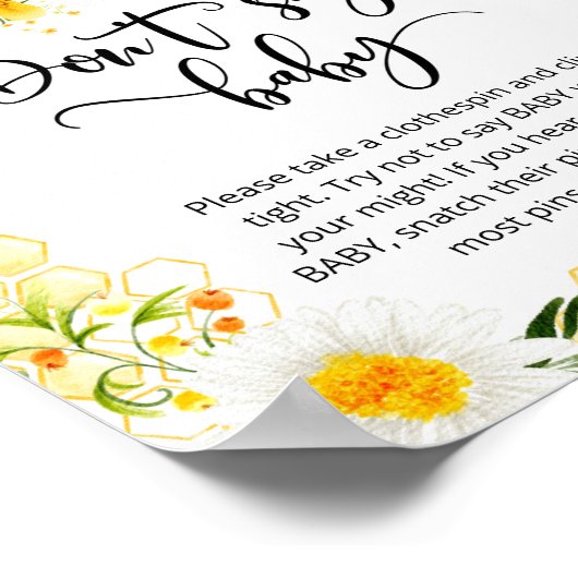 ビーはベビーの赤ちゃんシャワーゲームポスターと言わない ポスター (角)